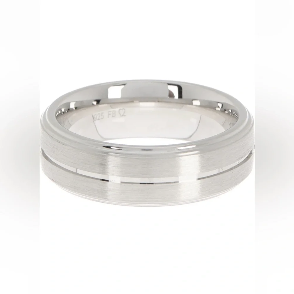Breuning Sterling Silver 5mm width beveled striped band